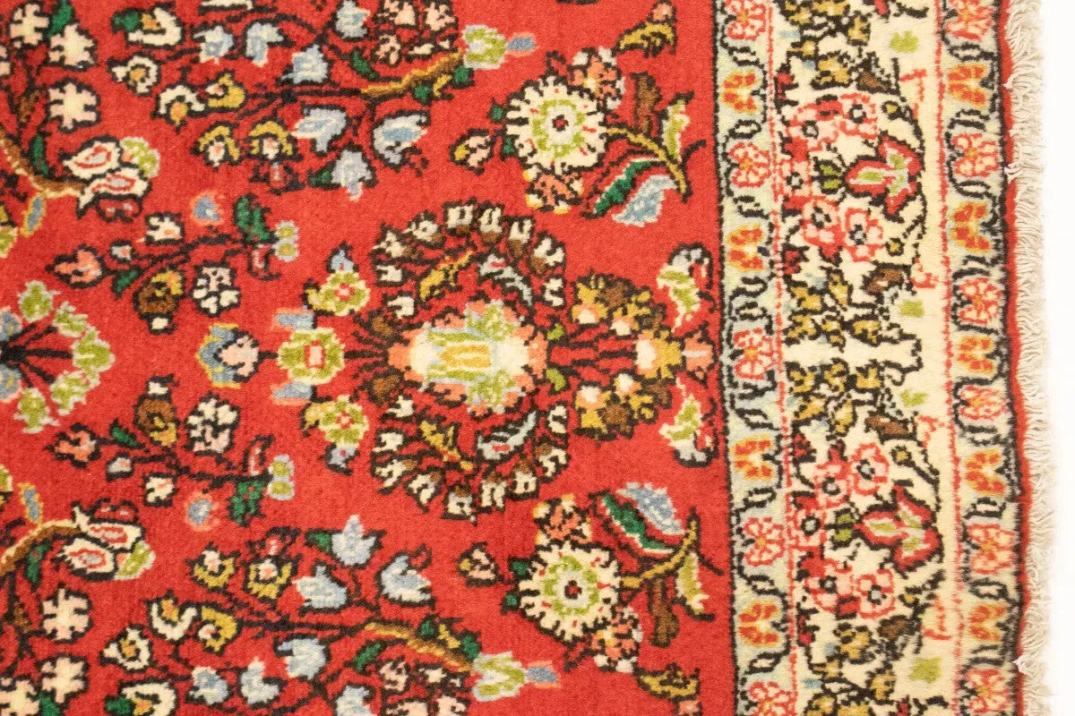 Hand-Knotted Vintage Red Floral 3'4X4'9 ft