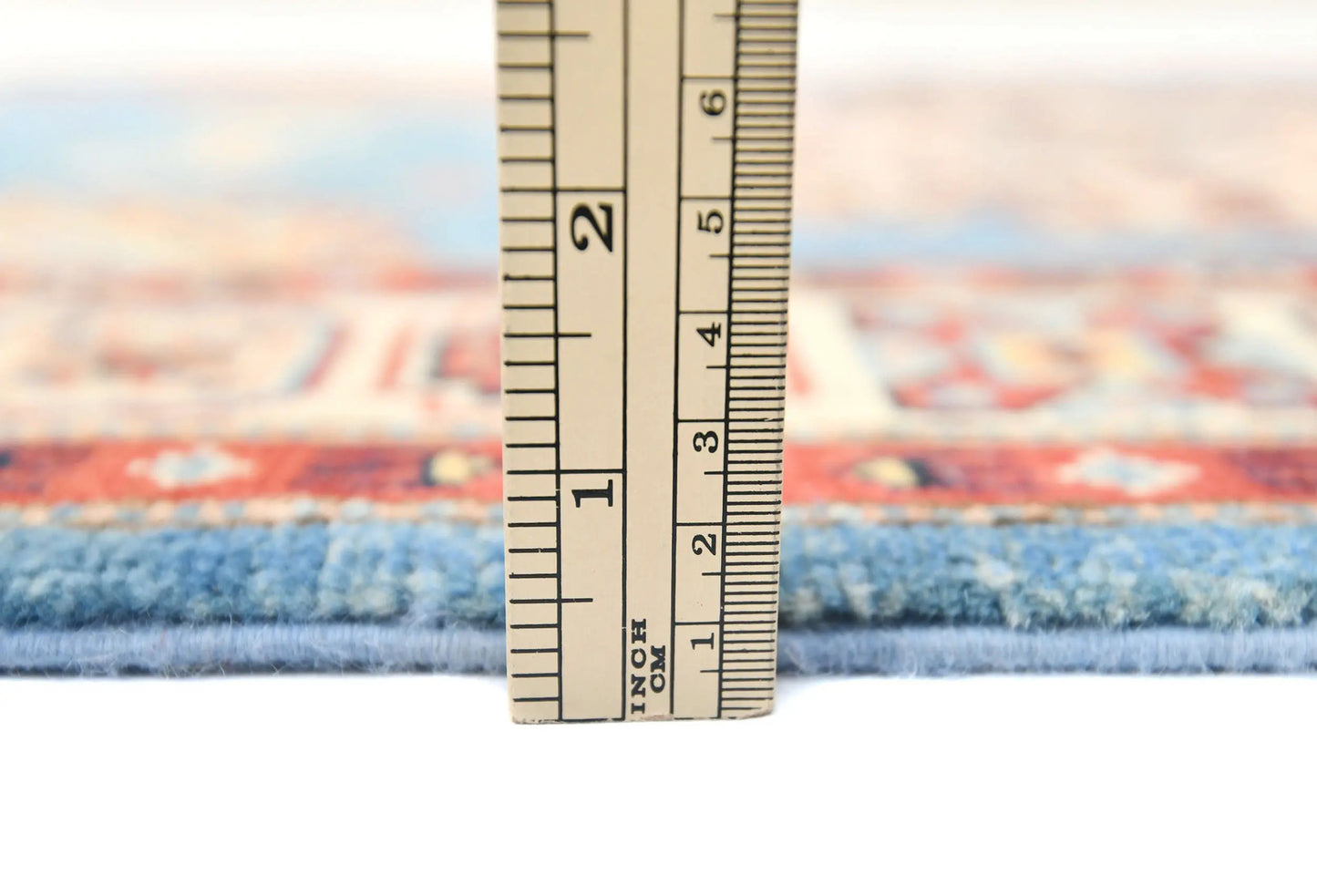 Tribal Geometric Kazak Runner Rug Blue Farmho