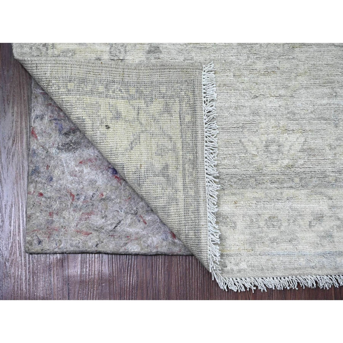 2'8"X10' Gray Heris All Over Design Pure Wool Hand Knotted Runner Rug