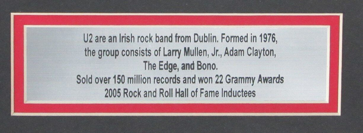 U2 Rock Band Multi Laser Signed With 11X14 Photo Framed 166660