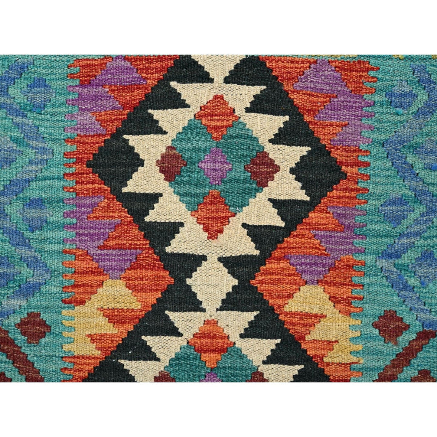 2'1"X2'8" Orange Flat Weave Afghan Kilim Pure Wool Hand Woven Mat Rug