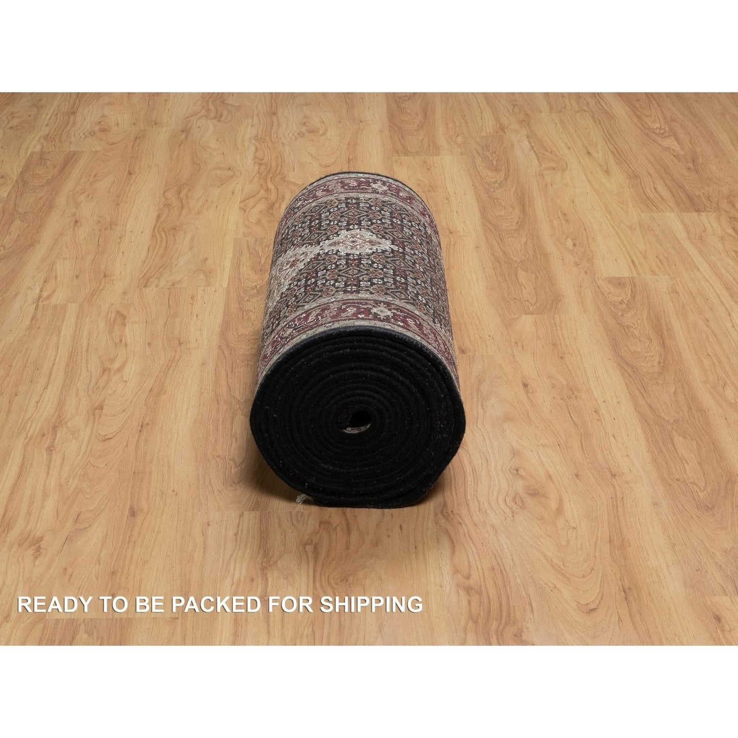 2'7"X24'1" Black Tebraz Mahi Fish Design Hand Knotted Wool Xl Runner Rug
