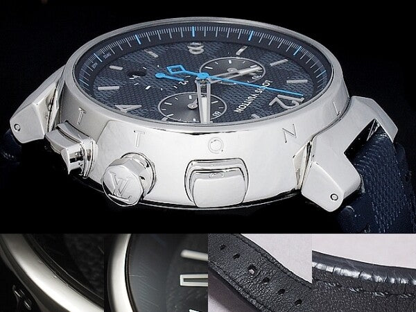 Louis Vuitton Tambour Chronograph Damier Graphite Qa094 Watch Men