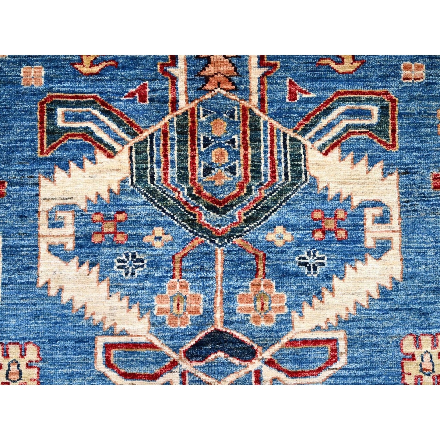 10'X13'5" Crystal Teal Blue Super Kazak Tribal Medallion Oriental Rug