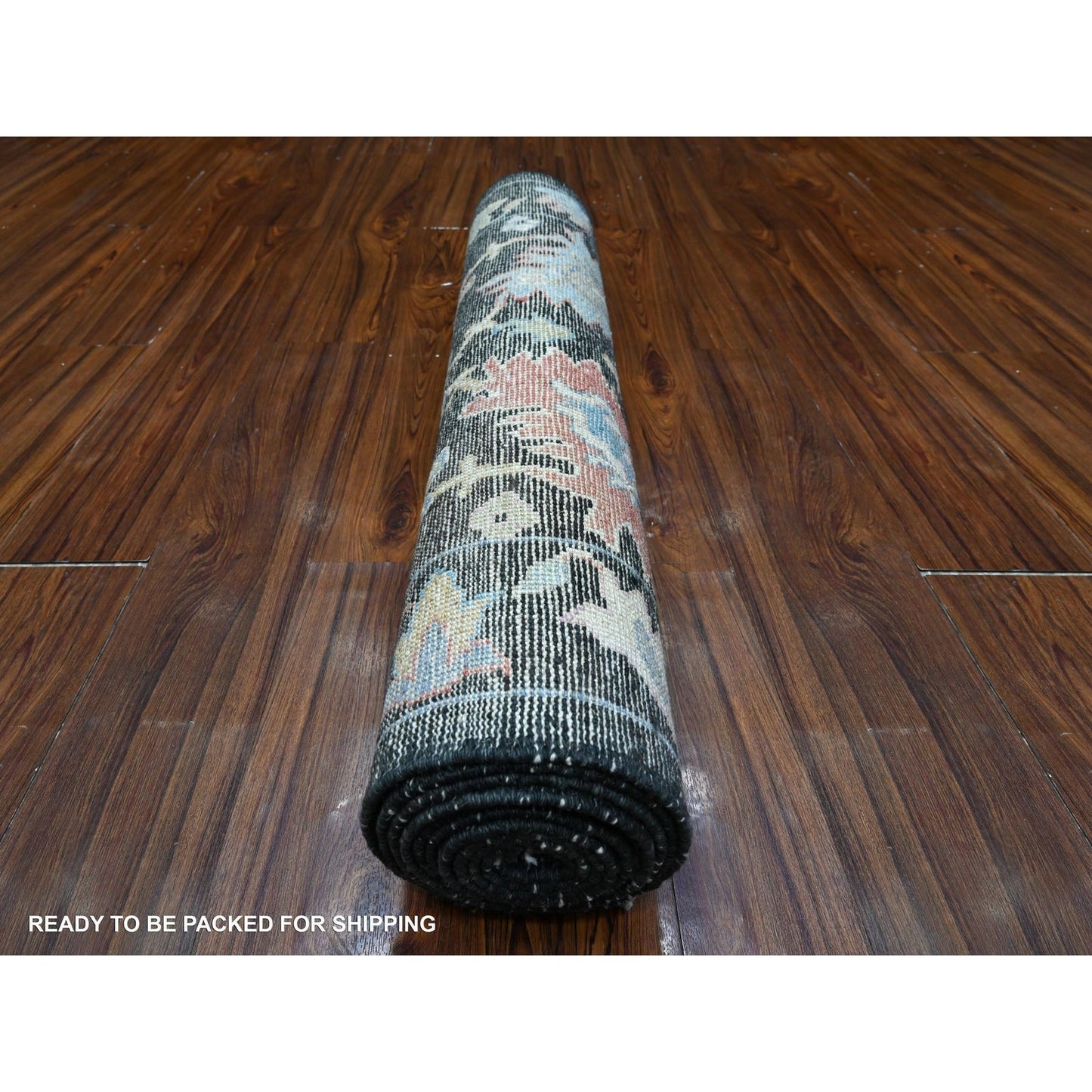 3'2"X11'5" Midnight Black Afghan Angora Oushak Runner Oriental Rug