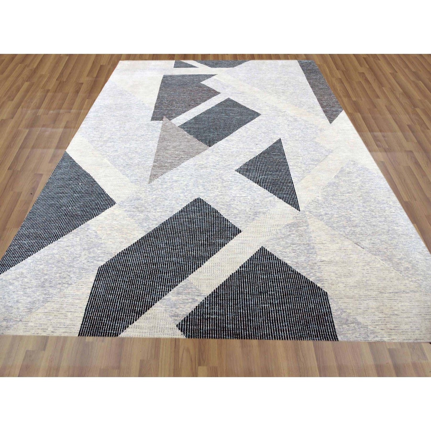 11'10"X15'2" Gray Art Deco Collection Wool Hand Knotted Oversized Rug