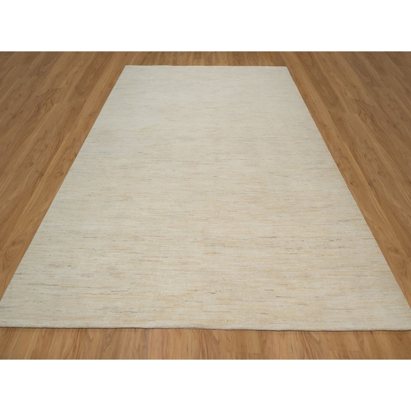 8'10"X11'8" White Modern Plain Design Lori Buft All Wool Hand Knotted Rug