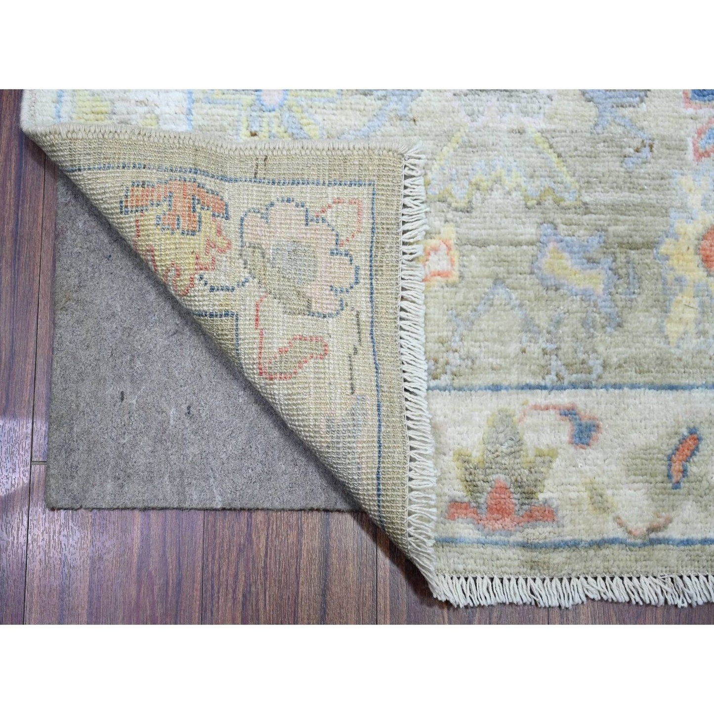 3'X17'7" Goose Gray Hand Knotted Afghan Angora Oushak Wool Runner Rug