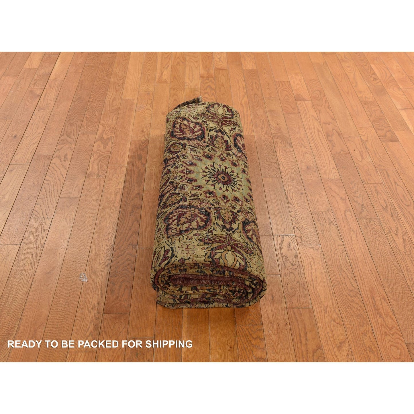 10'10"X15'3" Red Antique Zoroastrian Flower Design Wool Hand Knotted Rug