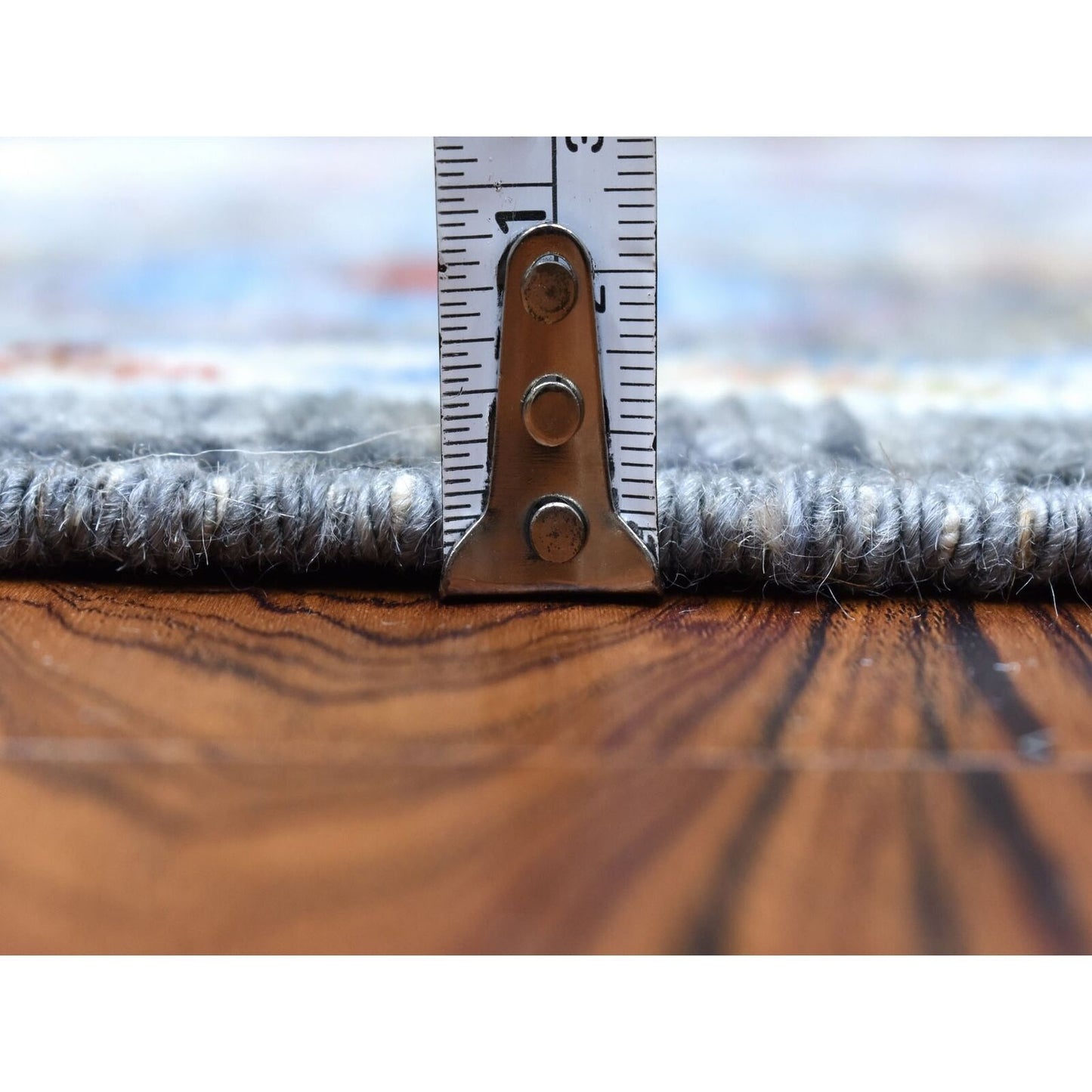 3'2"X13'9" Charcoal Black Angora Oushak Pure Wool Hand Knotte Runner Rug