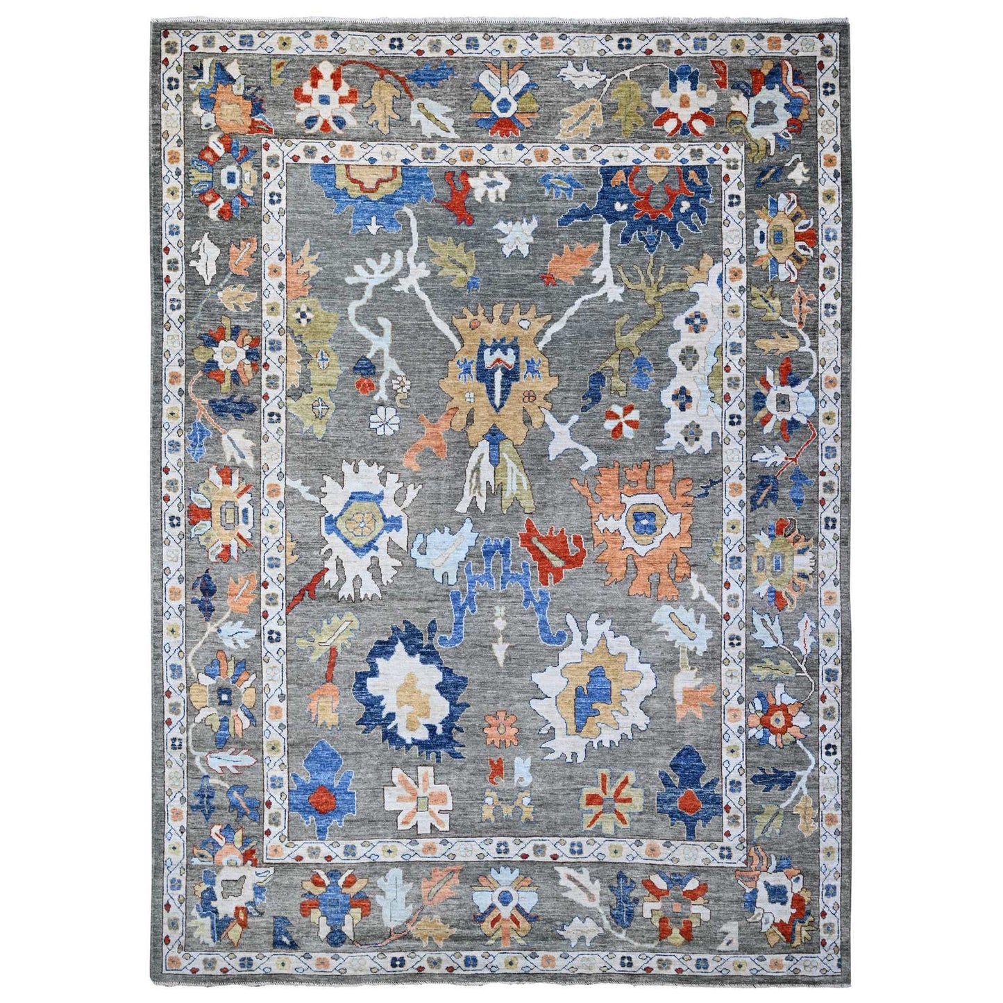 9'9"X13'4" Vintage Gray Vegetable Dyes Angora Oushak Oriental Rug