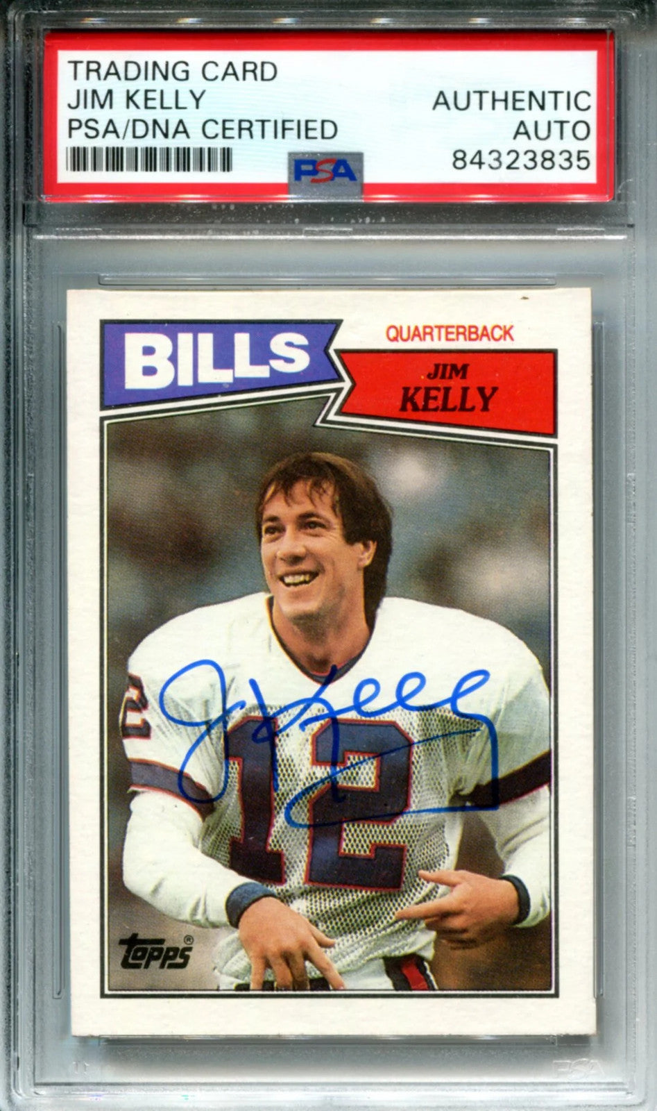 Jim Kelly Autographed 1987 Topps Card (Psa)
