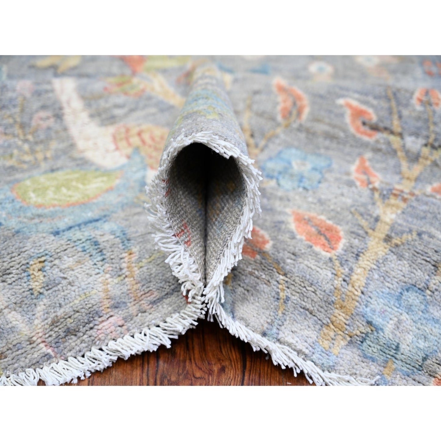 10'X10' Cadet Grey Soft Wool Hand Knotted Afghan Peshawar Oriental Rug