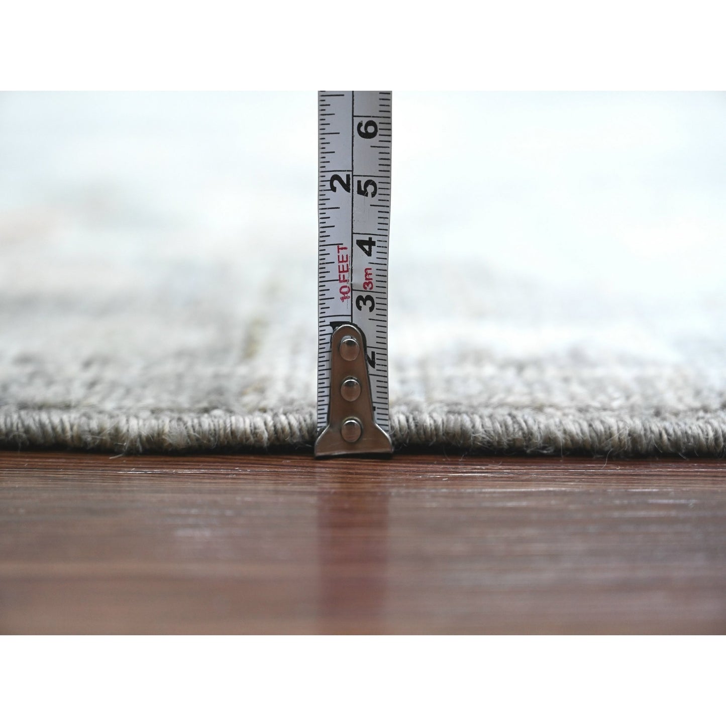 8'X9'8" Nickel Gray Afghan Angora Oushak Leaf Motif Hand Knotted Wool Rug