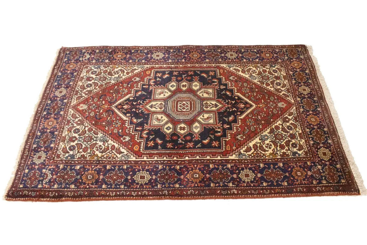 Vintage Bidjar Oriental Rug Geometric Design