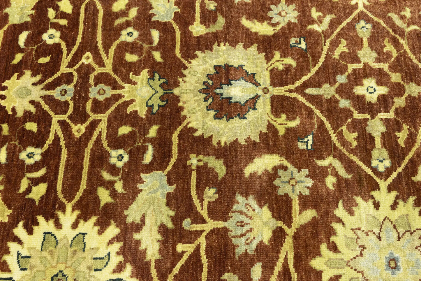 Rust Oushak Chobi Hand-Knotted Wool Rug Floral