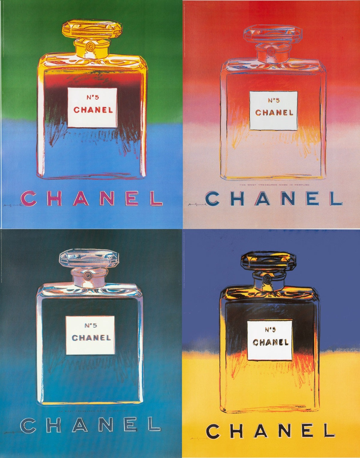 Andy Warhol Chanel N5 Original Set Of 4 Posters 22 X 29 Inches Each