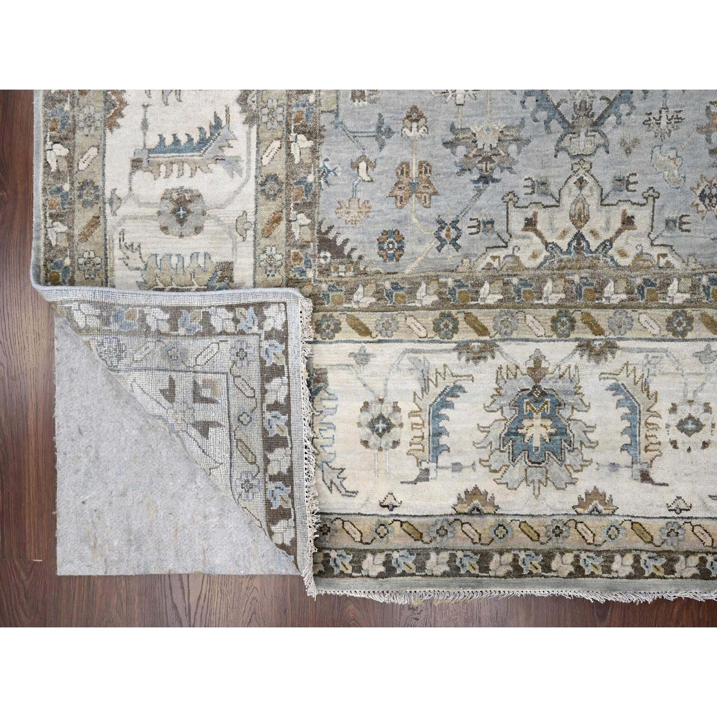 11'X11' Agreeable Gray Karjihooz 100% Wool Hand Knotted Squarish Rug