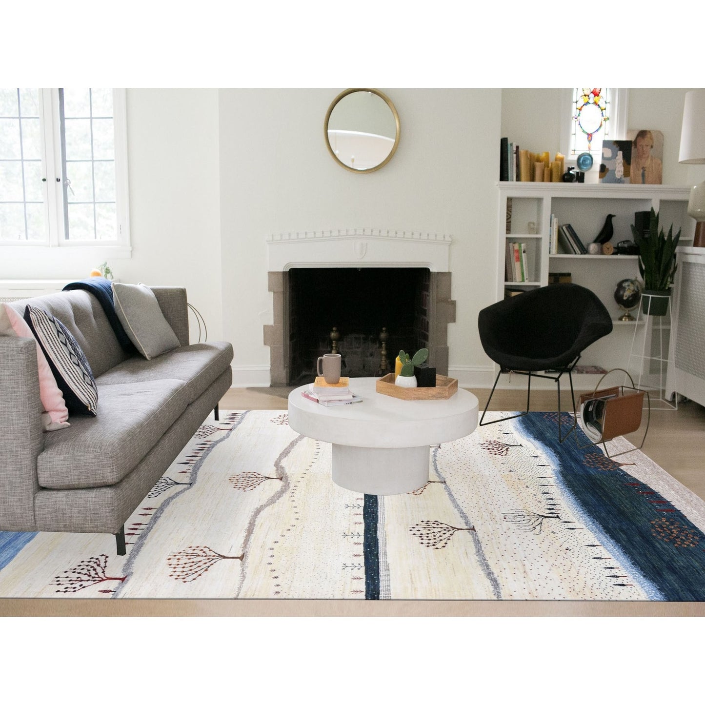 9'X12' Ivory Hand Knotted Modern Design Soft And Plush Wool Oriental Rug