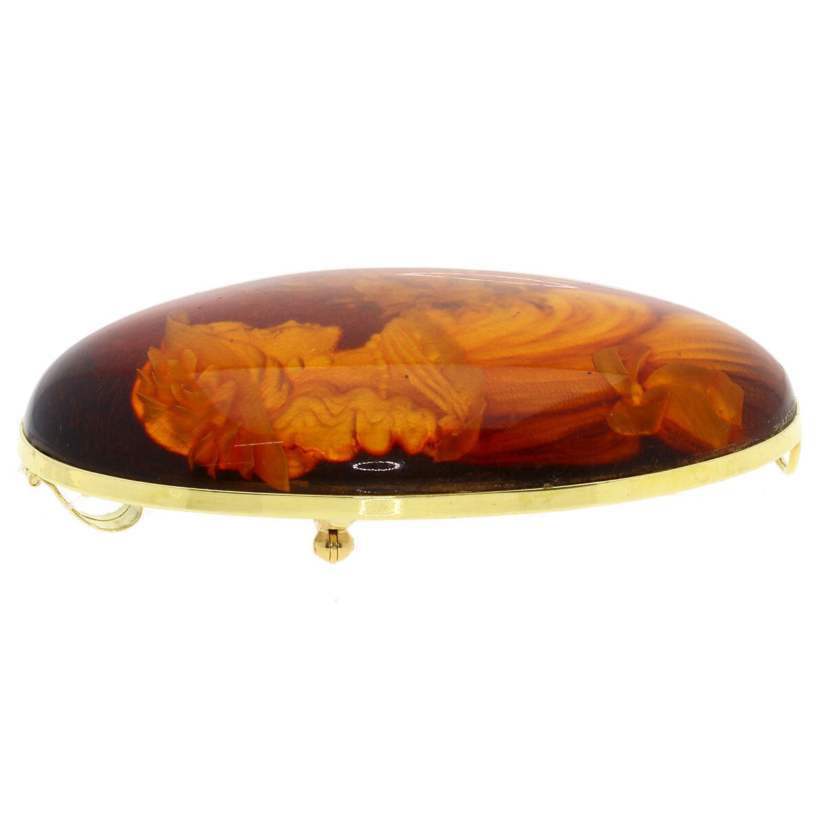 Amber Amber Shell Intaglio Pendant top K18 Yellow
