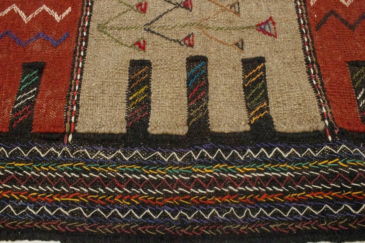 Tribal Sumak Herati Flat-Weave Oriental Rug Khaki