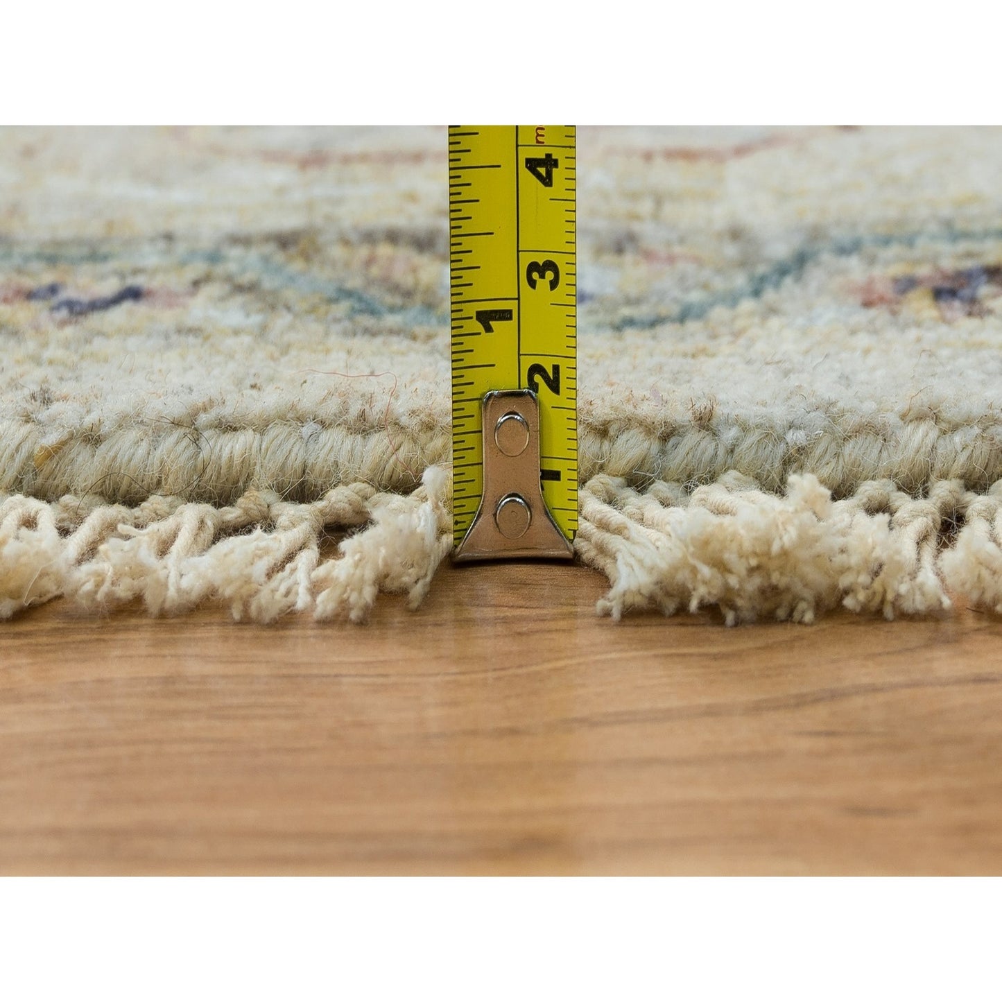 9'9"X9'9" Ivory Hand Knotted Reimagined Viss Design Round Oriental Rug