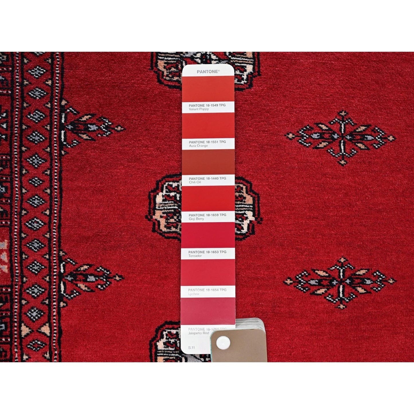 4'2"X6' Scarlet Red Princess Bokara Soft Wool Hand Knotted Oriental Rug