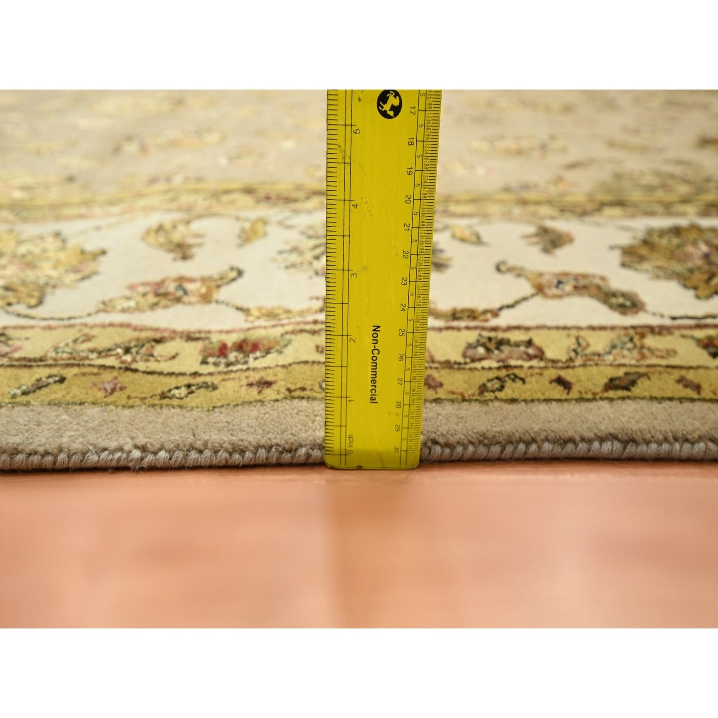 7'8"X9'10" Brown Rajasthan Leaf Design Hand Knotted Wool And Silk Rug