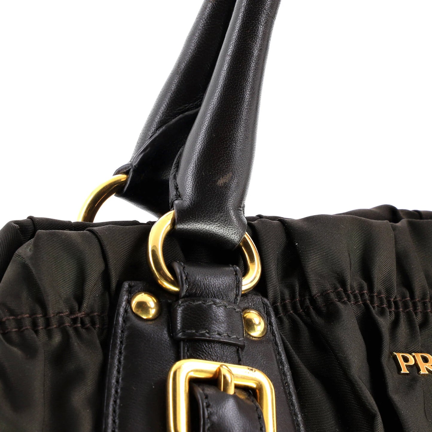Prada Gaufre Convertible Tote Leather And Tessuto Large
