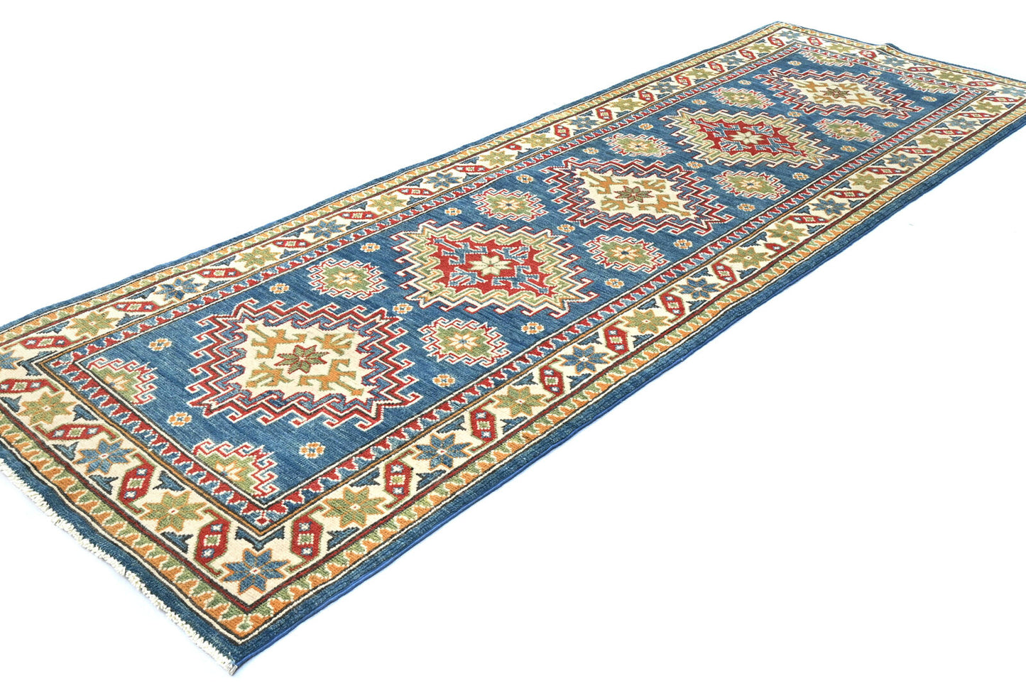 Kazak Oriental Runner Rug Tribal Geometric
