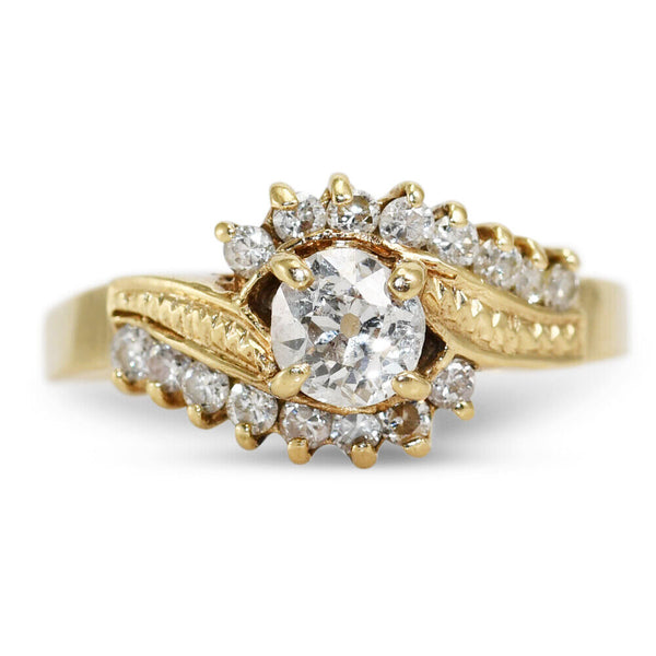 12K Yellow Gold Vintage Diamond Ring .60tdw, 3.6gr