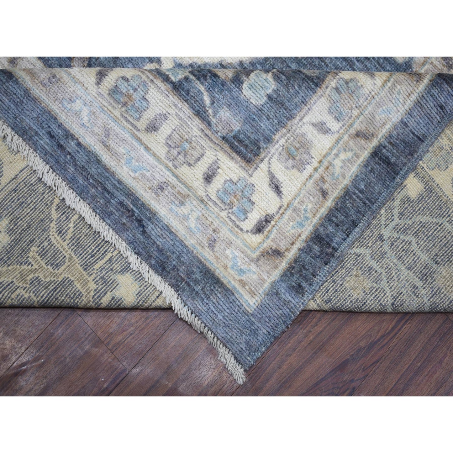 11'9"X15'7" Gray Wool Hand Knotted Afghan Angora Oushak Oversized Rug