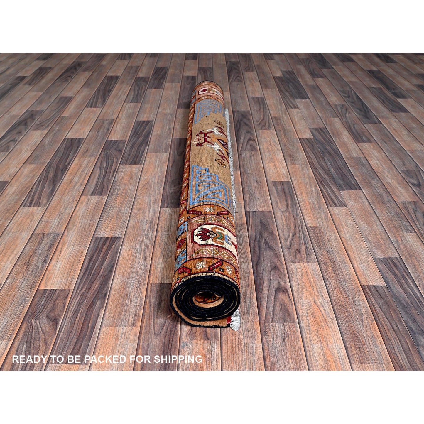 5'X6'10" Brown Afghan Khamyab With Khotan Design Hand Knotted Wool Rug