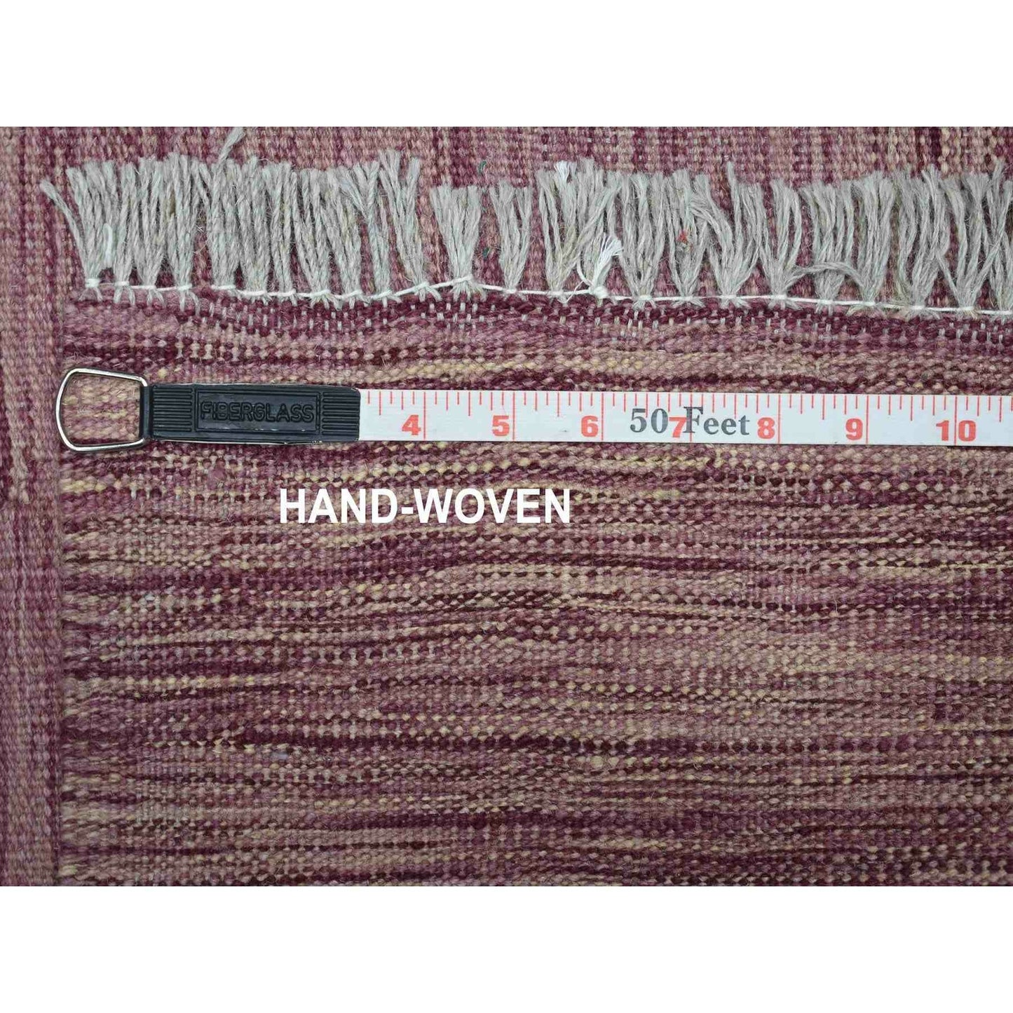 2'8"X10' Lavender Reversible Kilim Pure Wool Hand Woven Runner Rug