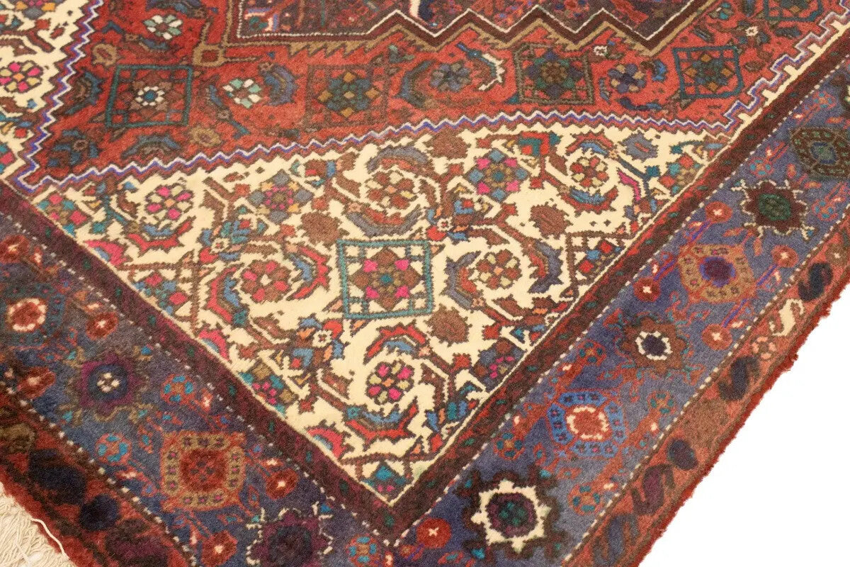 Vintage Handmade Oriental Rug Floral Geometric