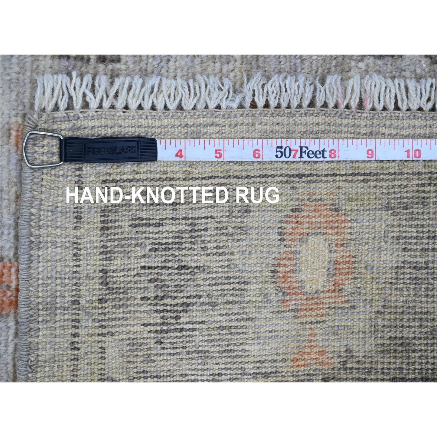 2'10"X5'10" Gray Angora Oushak Leaf Design Wool Hand Knotted Runner Rug