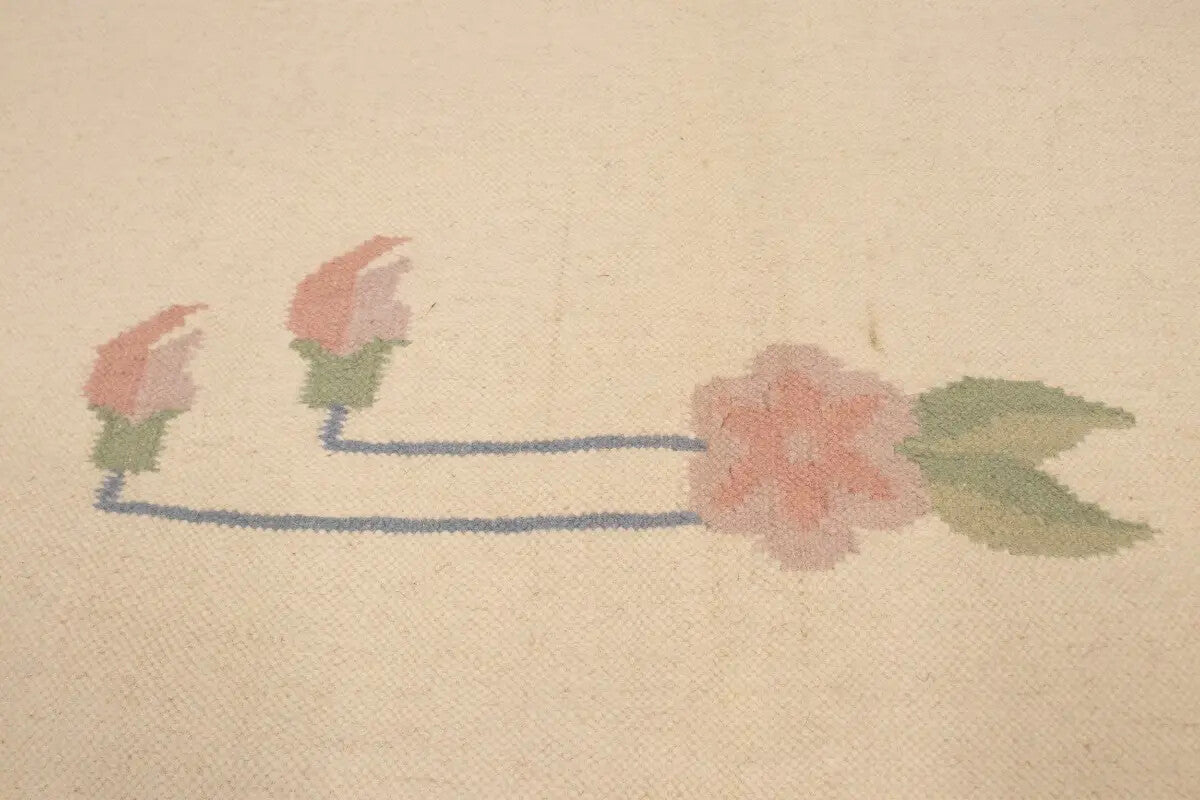 Large Contemporary Floral Dhurrie Rug Reversible