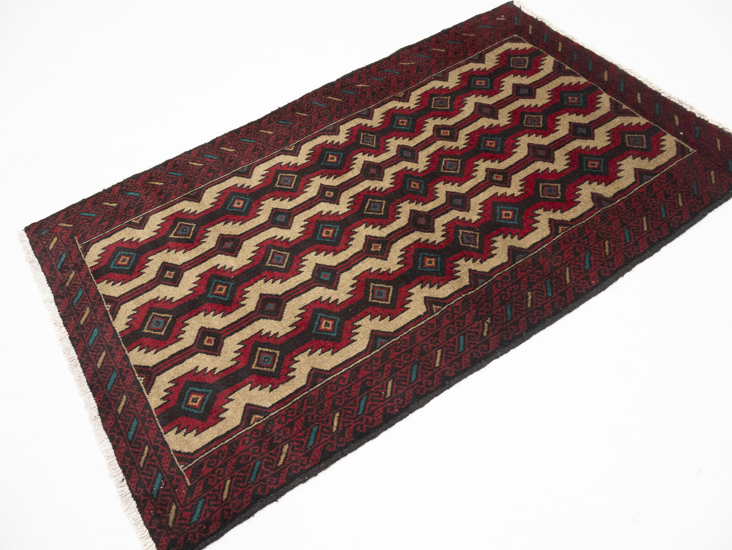 Vintage Hand-Knotted Oriental Rug 4X6 Ft Tribal