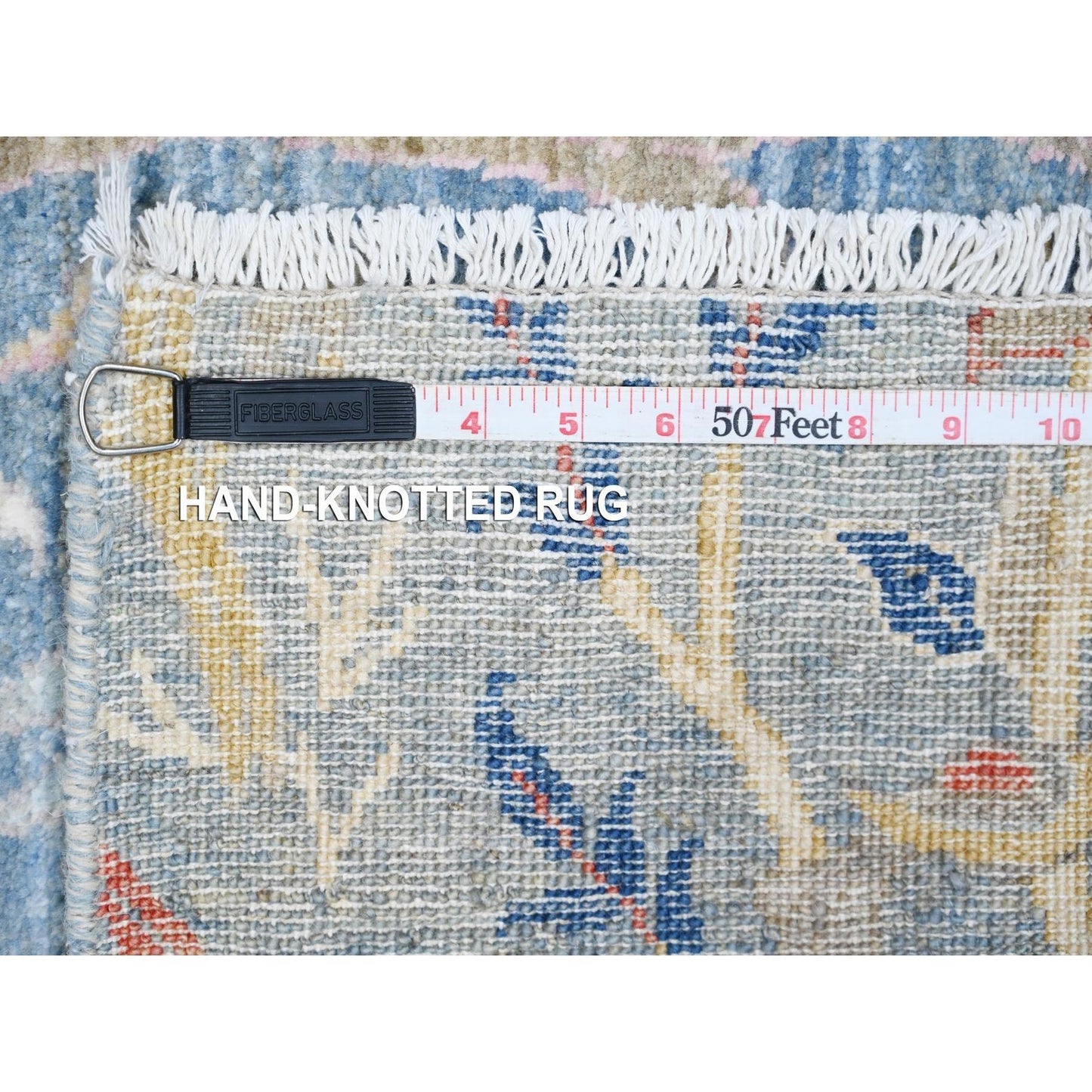 6'1"X12' Blue Peshawar Hand Knotted Birds Paradise Wool Wide Runner Rug