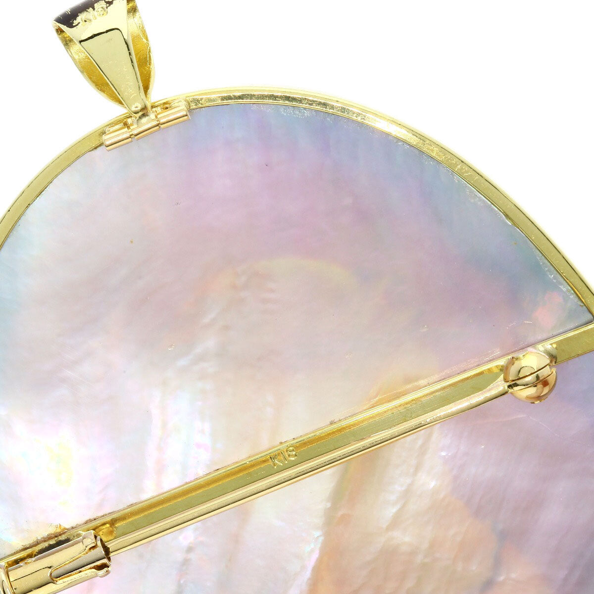 Amber Amber Shell Intaglio Pendant top K18 Yellow
