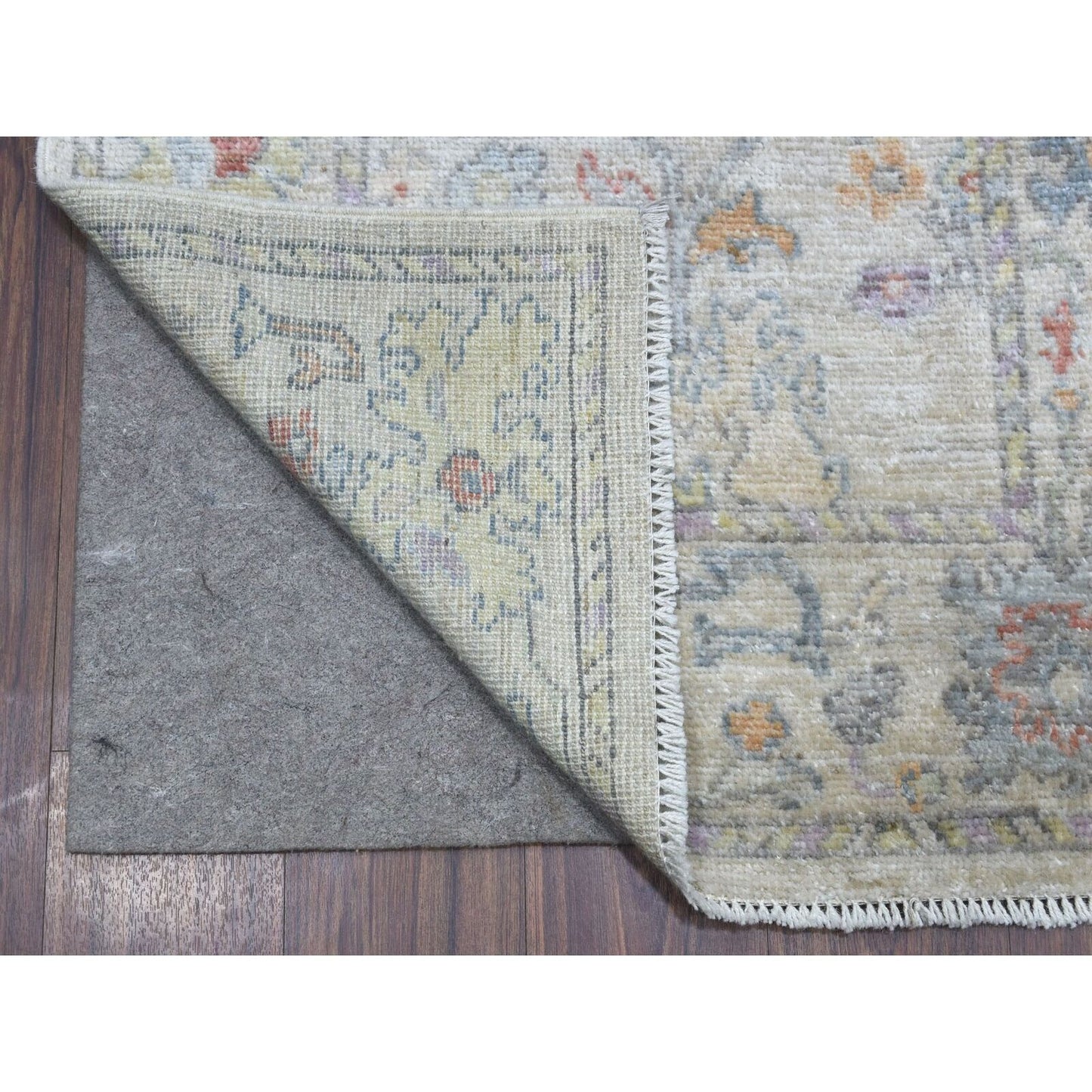 2'10"X16' Hand Knotted Soft Wool Angora Oushak Light Gray Xl Runner Rug
