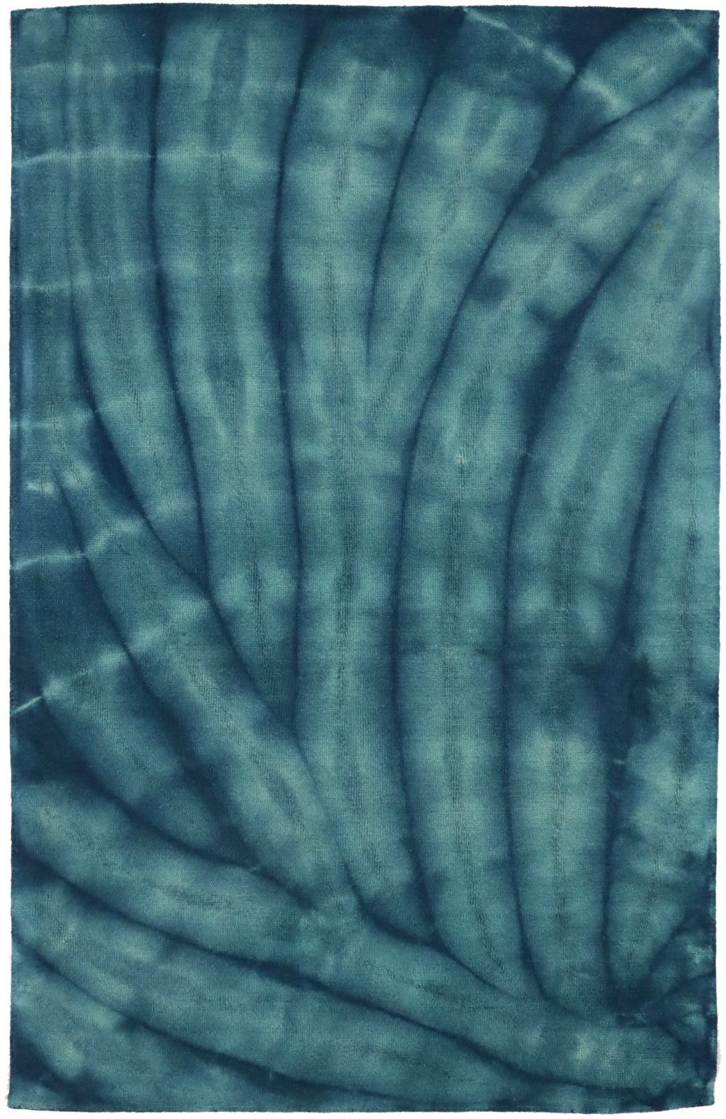 Hand-Tufted Ocean Blue Tie-Dye Wool Rug Modern