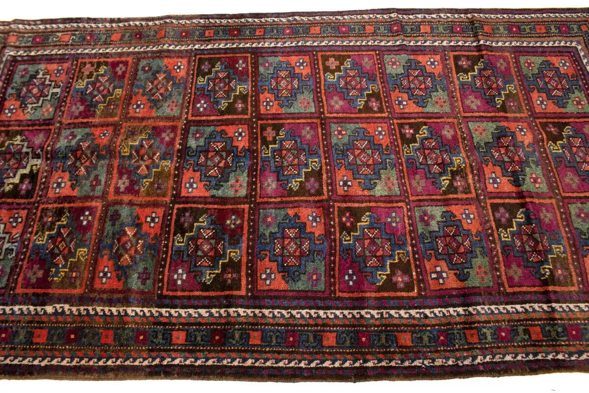 Vintage Violet Brown Oriental Rug Tribal Design