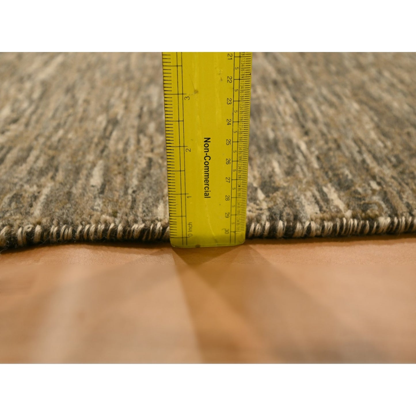 7'6"X10' Brown Modern Grass Design Undyed Natural Wool Hand Knotted Rug