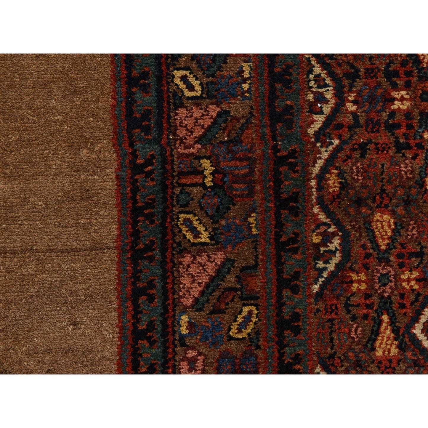 3'2"X15' Brown Antique Camel Hair Serrib All Wool Hand Knotted Runner Rug