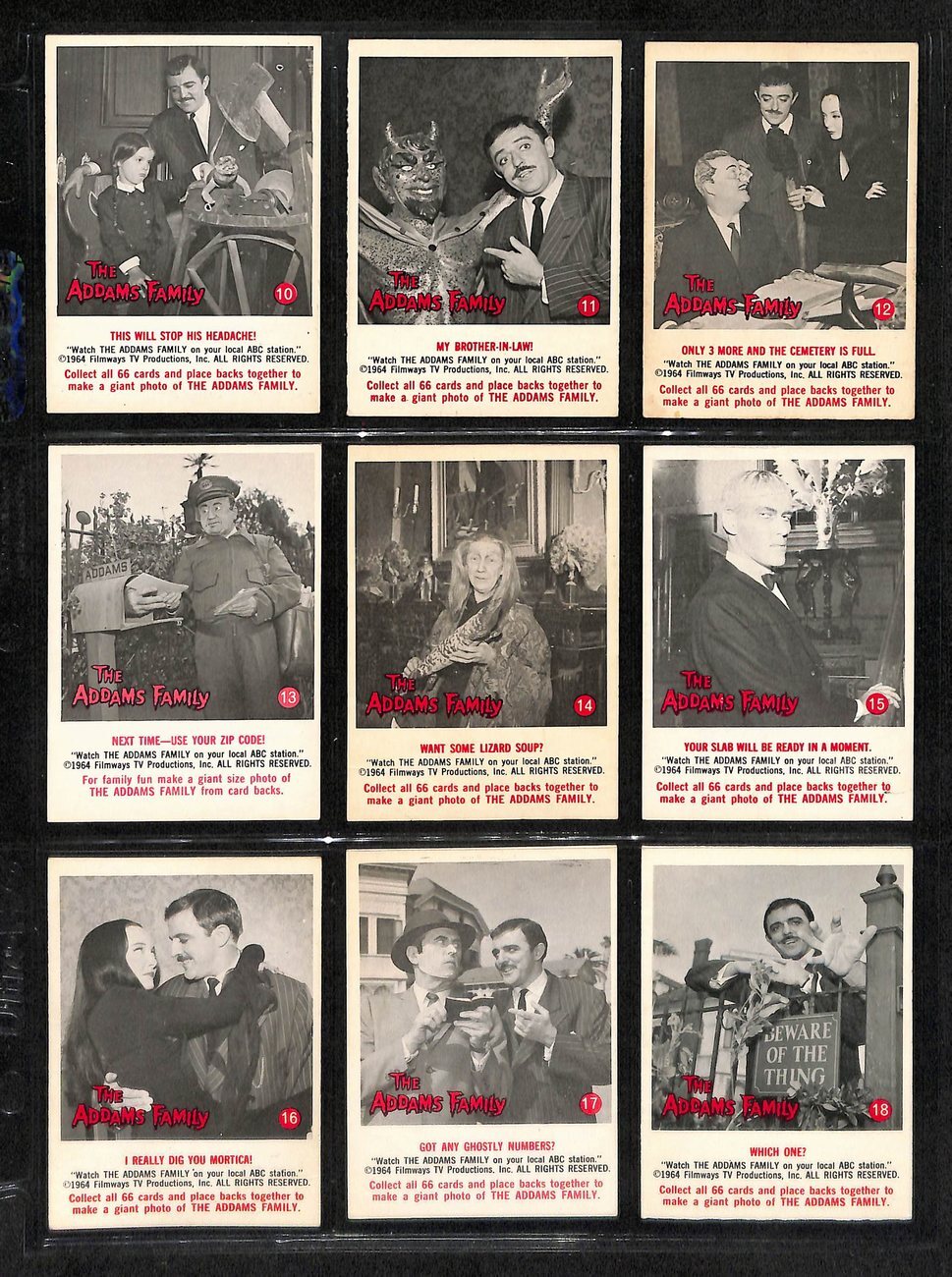 1964 The Adams Family Card Complete Set (1-66) Tv