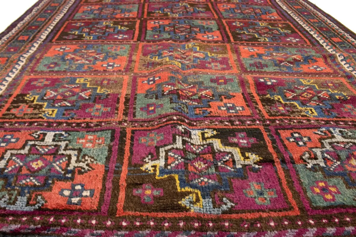 Vintage Violet Brown Oriental Rug Tribal Design