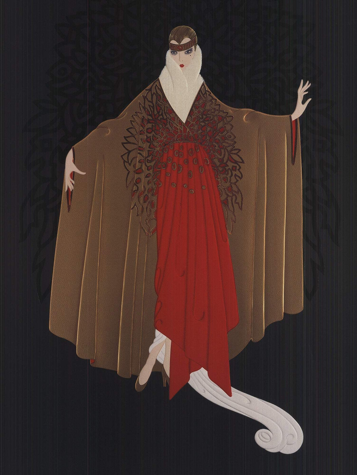 Erte Place De L'Opera " Poster Art Deco Black, Brown, Red