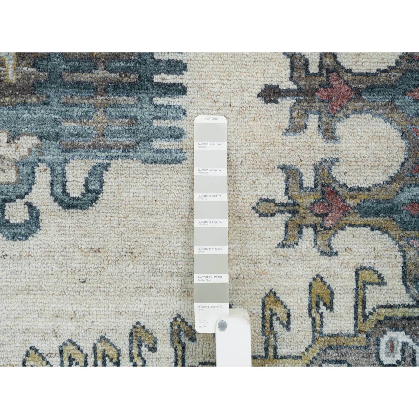 9'X12' Ivory Hand Knotted Wool Reimagined Viss Design Oriental Rug