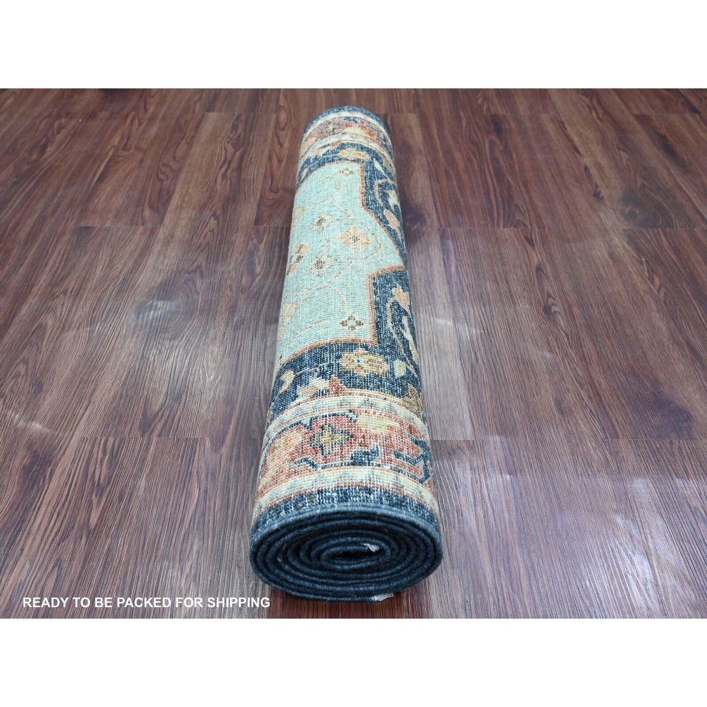 2'6"X7'10" Blue Caucasian Akstafa Design All Wool Hand Knotted Runner Rug